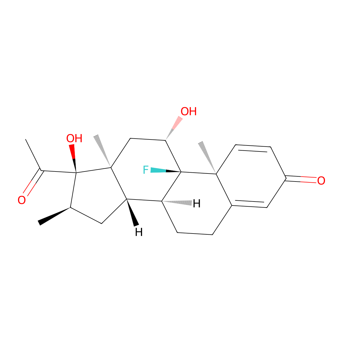 (8S,9R,10S,11S,13S,14S,16R,17R)-17-Acetyl-9-fluoro-11,17-dihydroxy-10,13,16-trimethyl-6,7,8,11,12,14,15,16-octahydrocyclopenta[a]phenanthren-3-one molecular structure, CAS 426-15-3