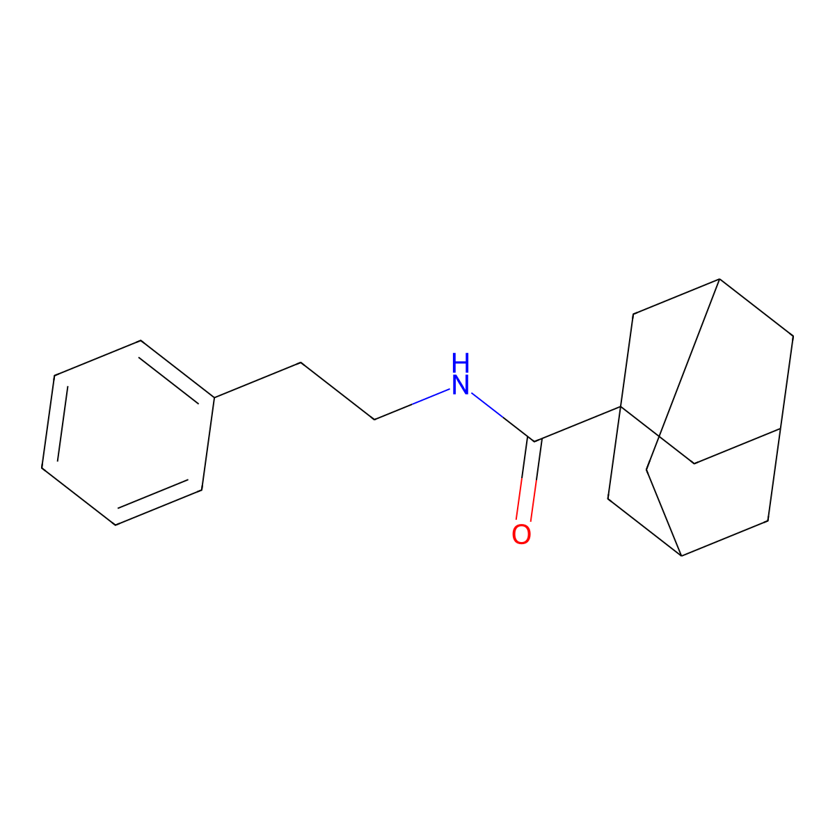 N-phenethyladamantane-1-carboxamide molecular structure, CAS 42600-80-6