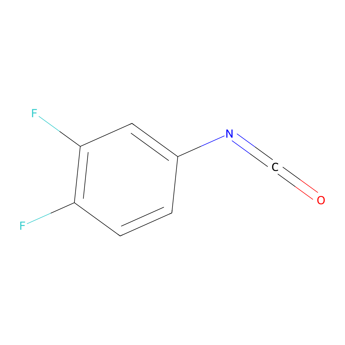 3,4-Difluorophenyl isocyanate molecular structure, CAS 42601-04-7