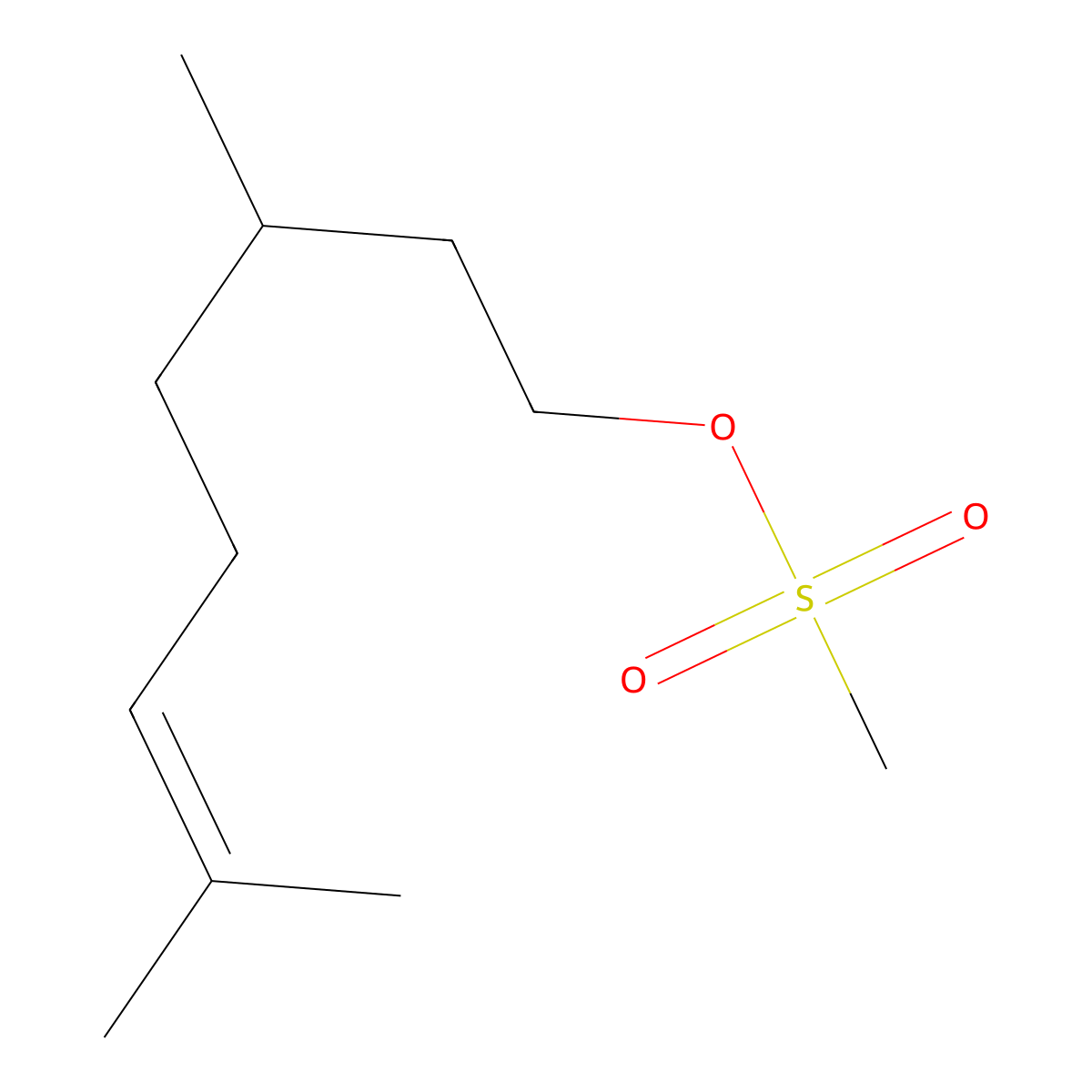 3,7-Dimethyloct-6-en-1-yl methanesulfonate molecular structure, CAS 42602-37-9