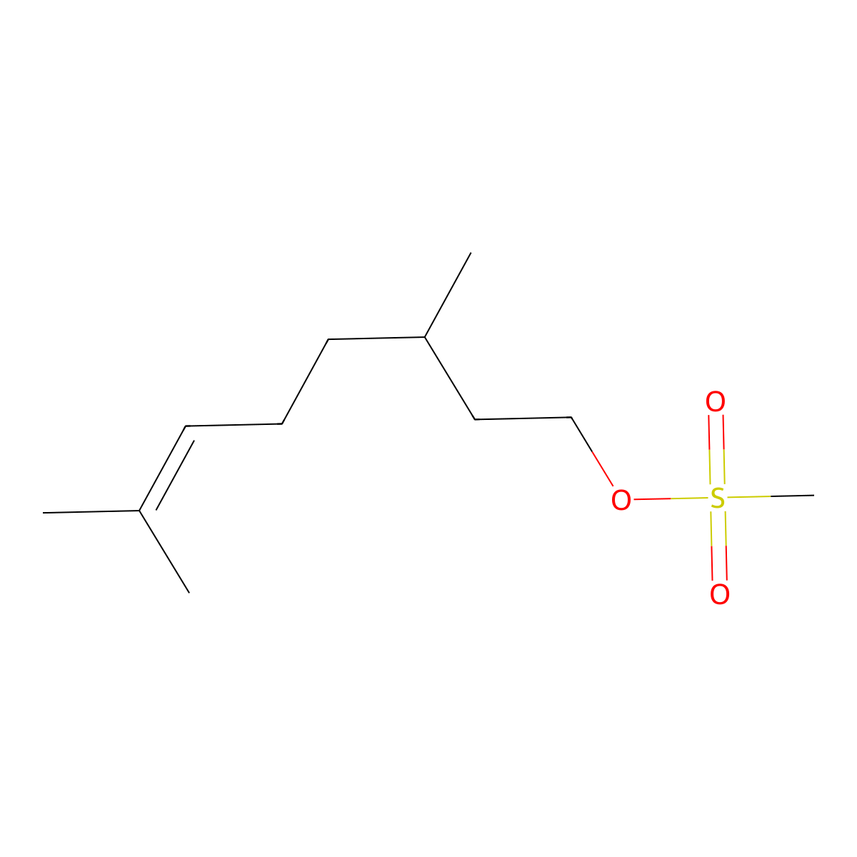 3,7-Dimethyloct-6-en-1-yl methanesulfonate molecular structure, CAS 42602-37-9