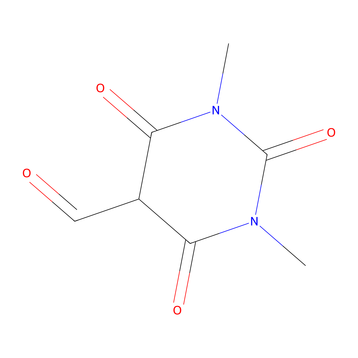 1,3-Dimethyl-2,4,6-trioxo-1,3-diazinane-5-carbaldehyde molecular structure, CAS 42604-63-7