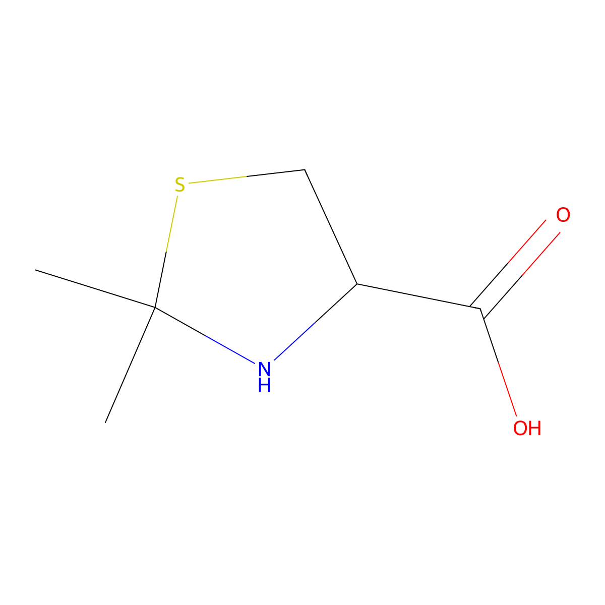 2,2-Dimethylthiazolidine-4-carboxylic acid hydrochloride molecular structure, CAS 42607-20-5