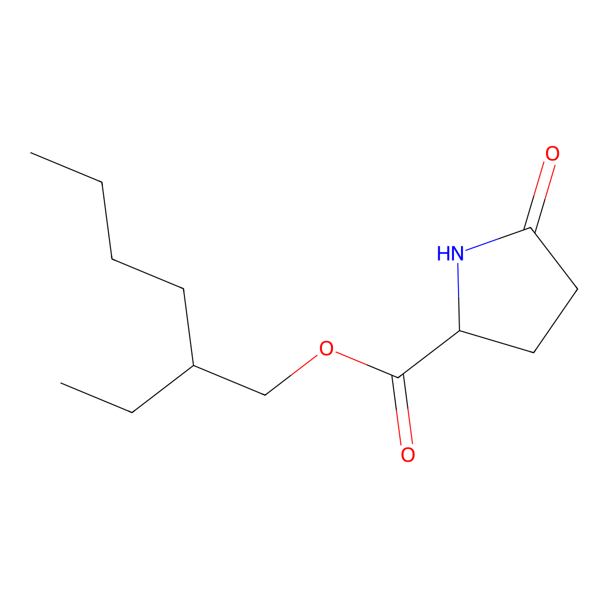 2-Ethylhexyl pyroglutamate molecular structure, CAS 4261-80-7