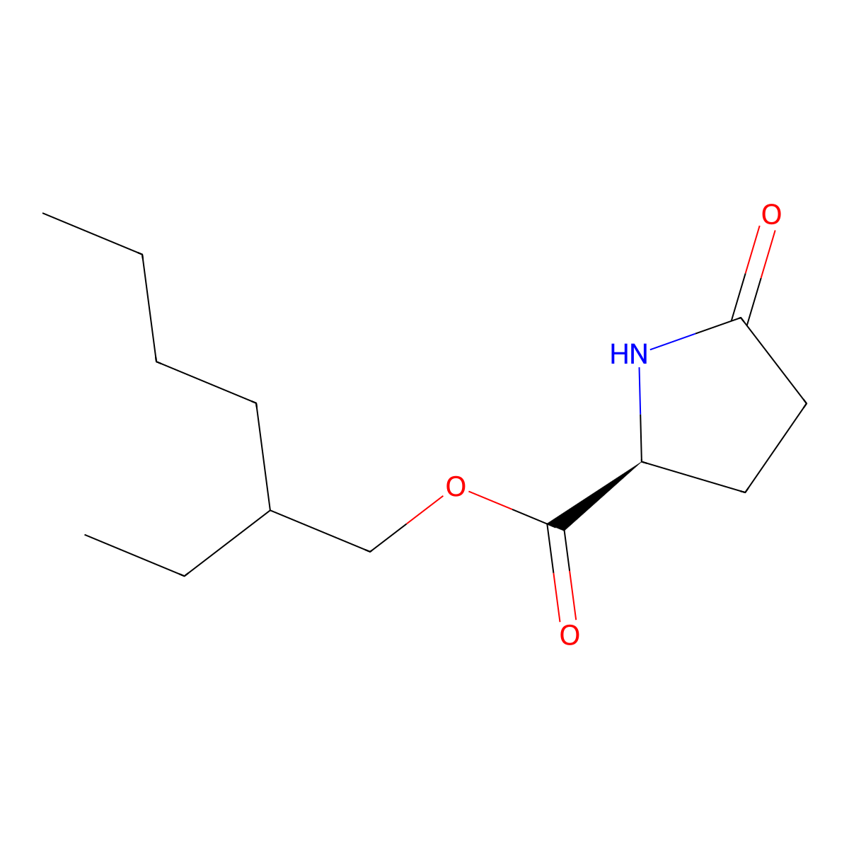 2-Ethylhexyl pyroglutamate molecular structure, CAS 4261-80-7