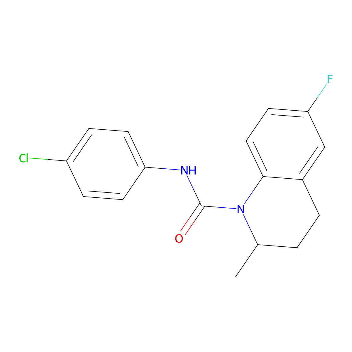 N-(4-chlorophenyl)-6-fluoro-2-methyl-3,4-dihydroquinoline-1(2H)-carboxamide molecular structure, CAS 426213-86-7
