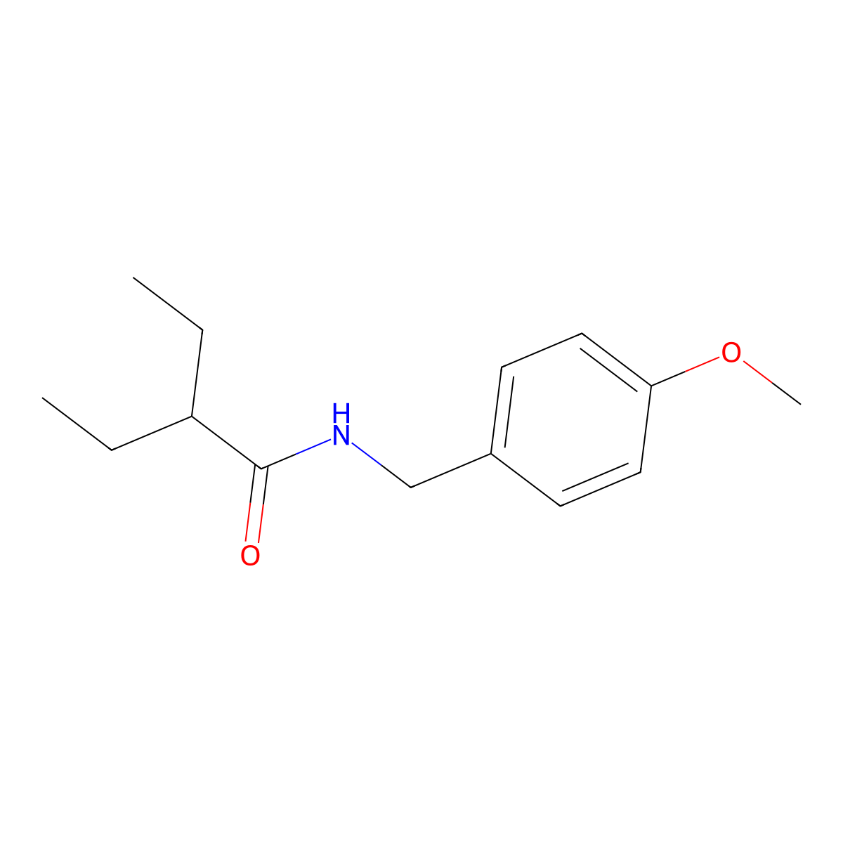 2-ethyl-N-(4-methoxybenzyl)butanamide molecular structure, CAS 426214-04-2