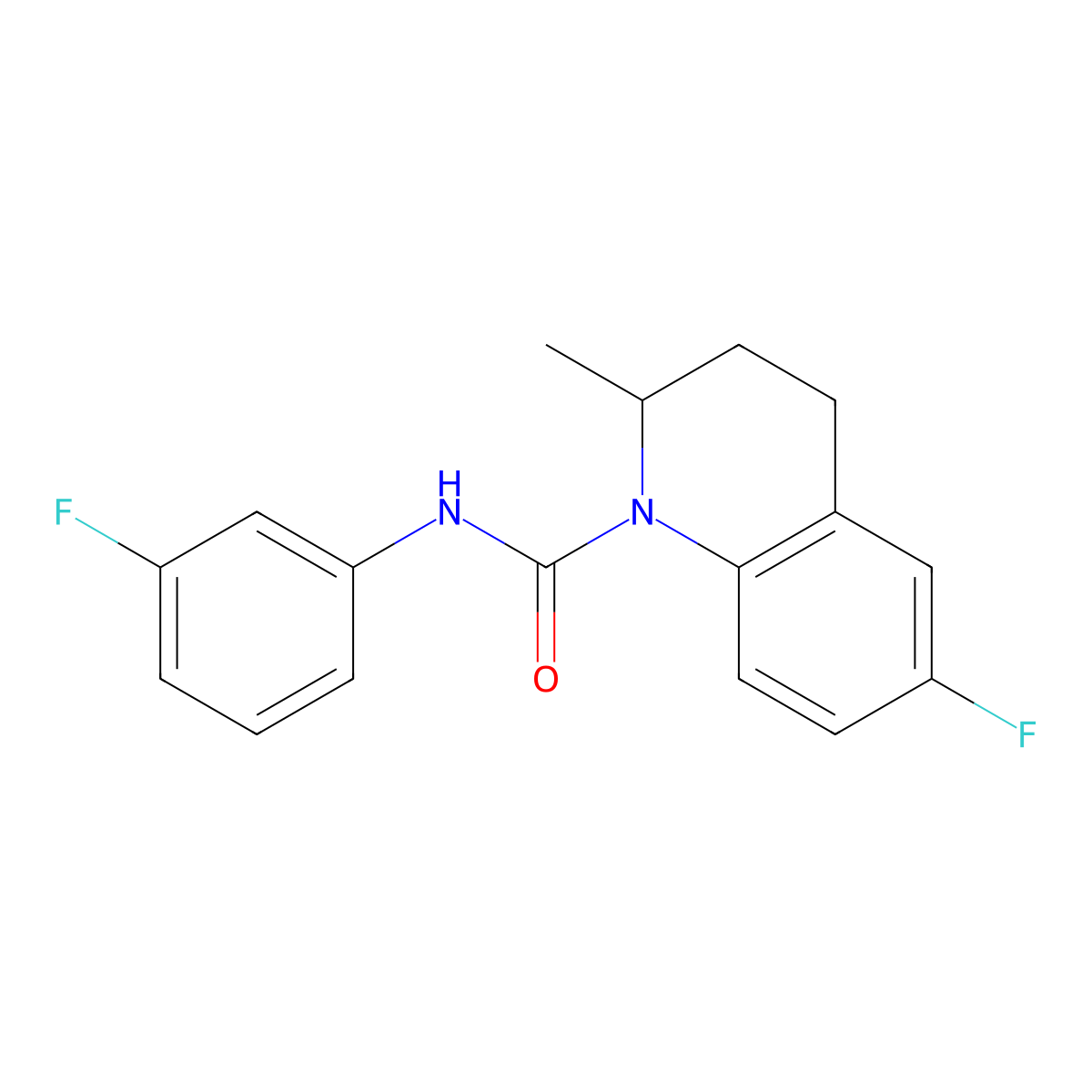 6-fluoro-N-(3-fluorophenyl)-2-methyl-3,4-dihydroquinoline-1(2H)-carboxamide molecular structure, CAS 426214-55-3