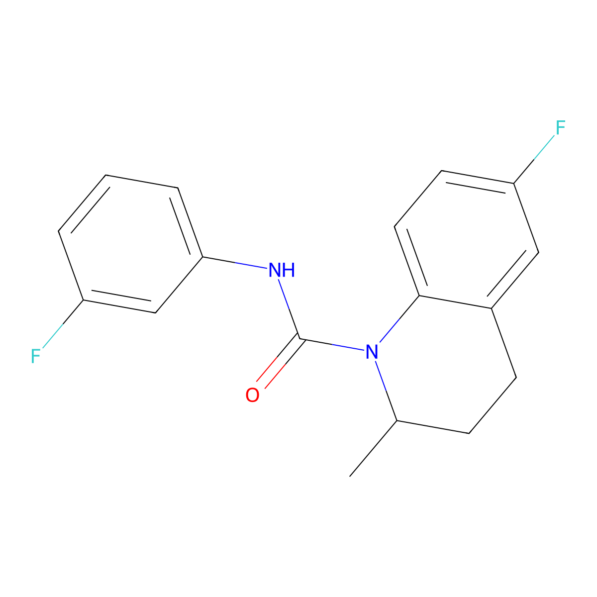 6-fluoro-N-(3-fluorophenyl)-2-methyl-3,4-dihydroquinoline-1(2H)-carboxamide molecular structure, CAS 426214-55-3