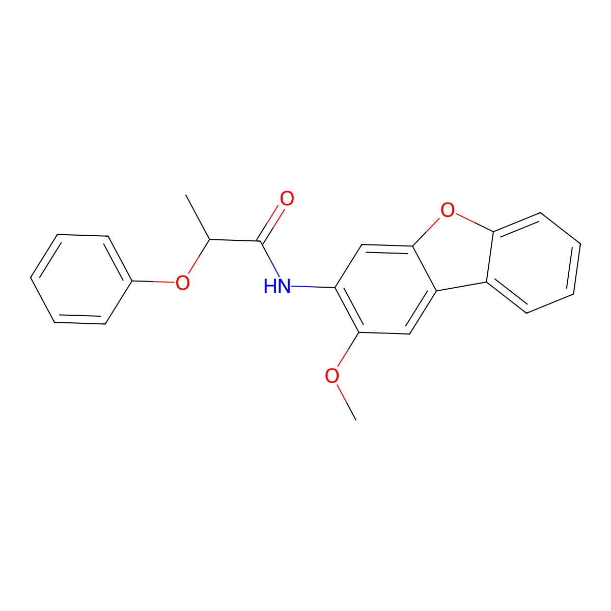 N-(2-methoxydibenzofuran-3-yl)-2-phenoxypropanamide molecular structure, CAS 426214-78-0