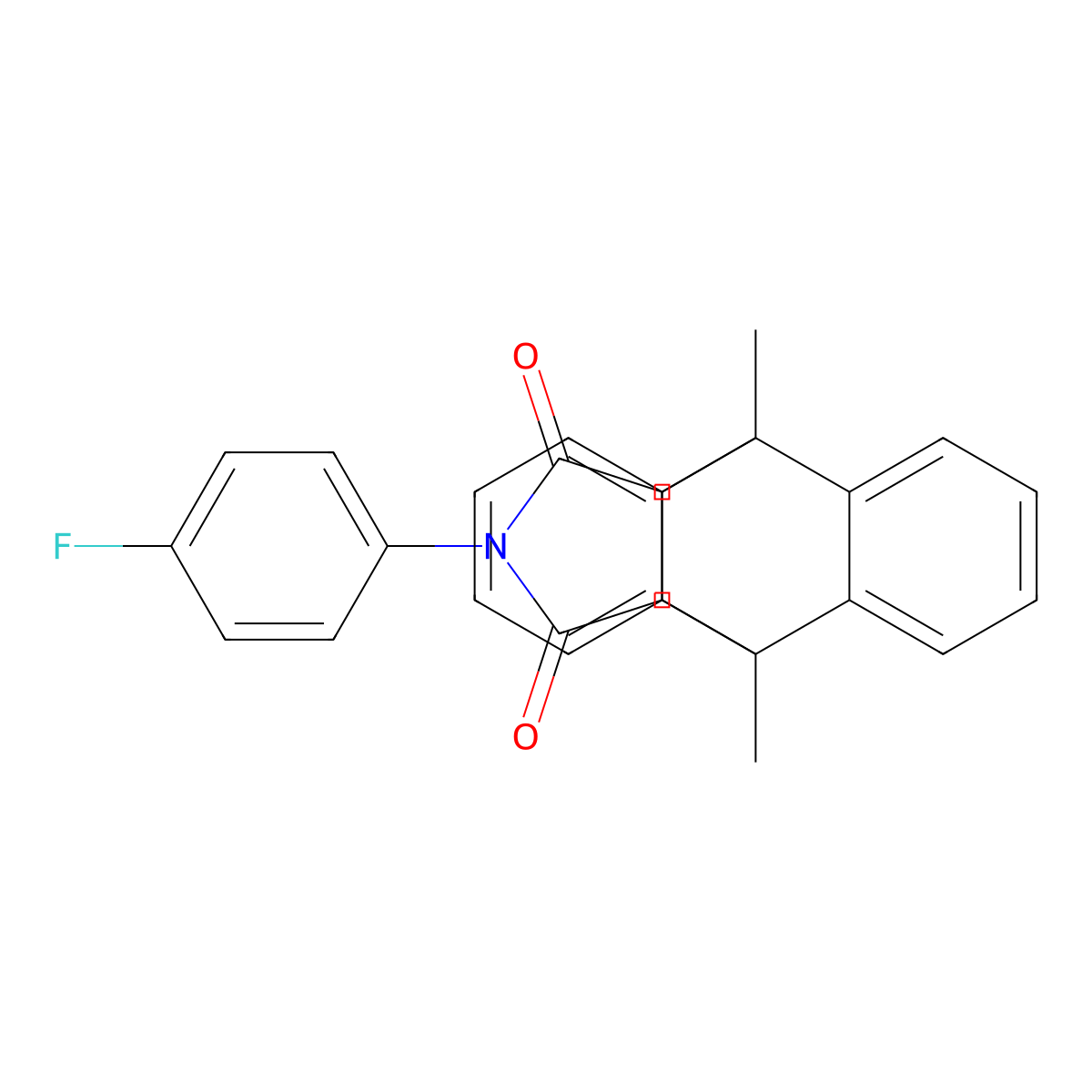 17-(4-Fluorophenyl)-1,8-dimethyl-17-azapentacyclo[6.6.5.0~2,7~.0~9,14~.0~15,19~]nonadeca-2,4,6,9,11,13-hexaene-16,18-dione (non-preferred name) molecular structure, CAS 426215-60-3