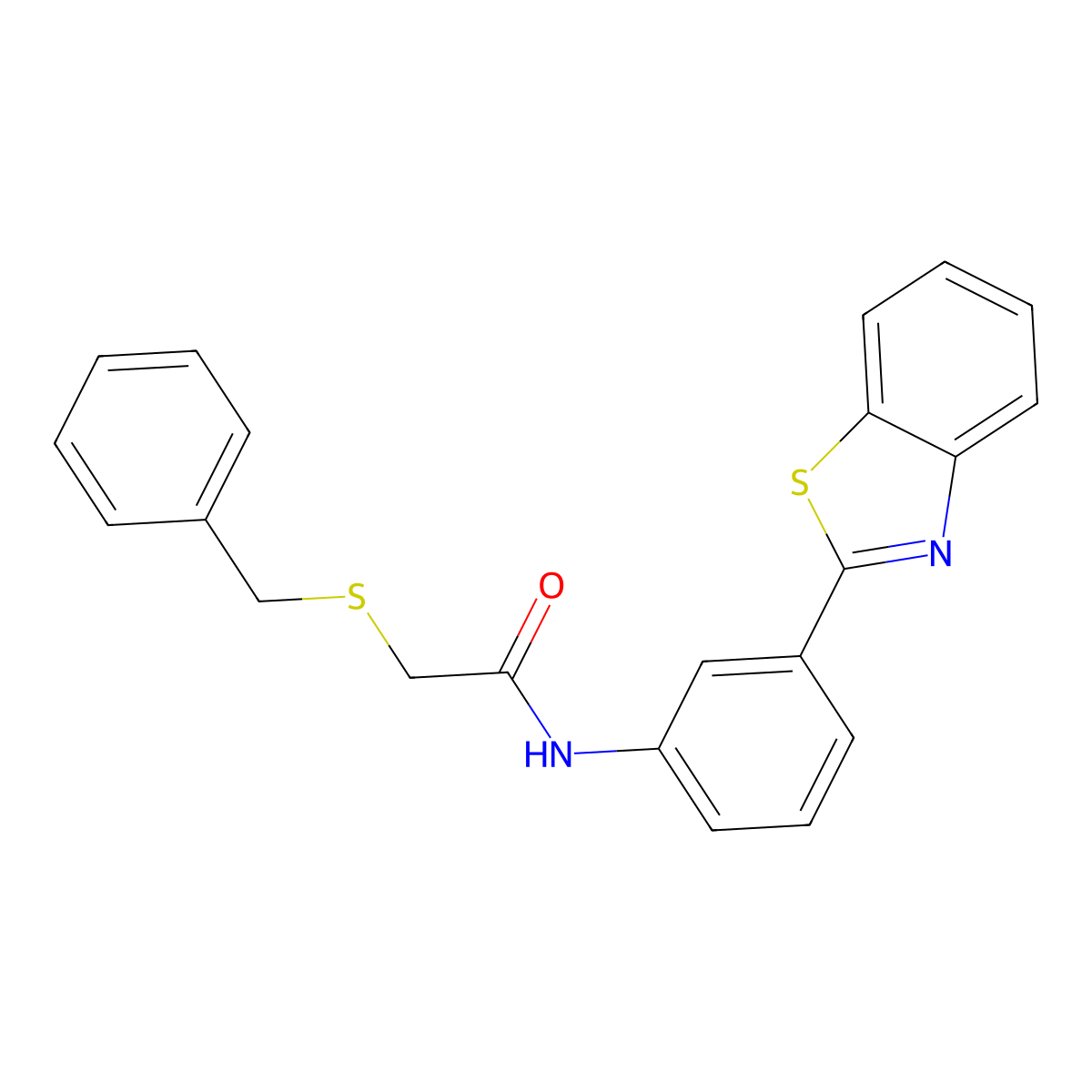 N-(3-(benzo[d]thiazol-2-yl)phenyl)-2-(benzylthio)acetamide molecular structure, CAS 426215-61-4