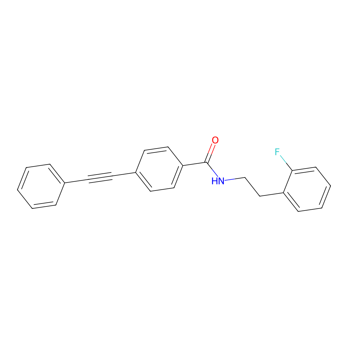 N-[2-(2-fluorophenyl)ethyl]-4-(phenylethynyl)benzamide molecular structure, CAS 426215-64-7
