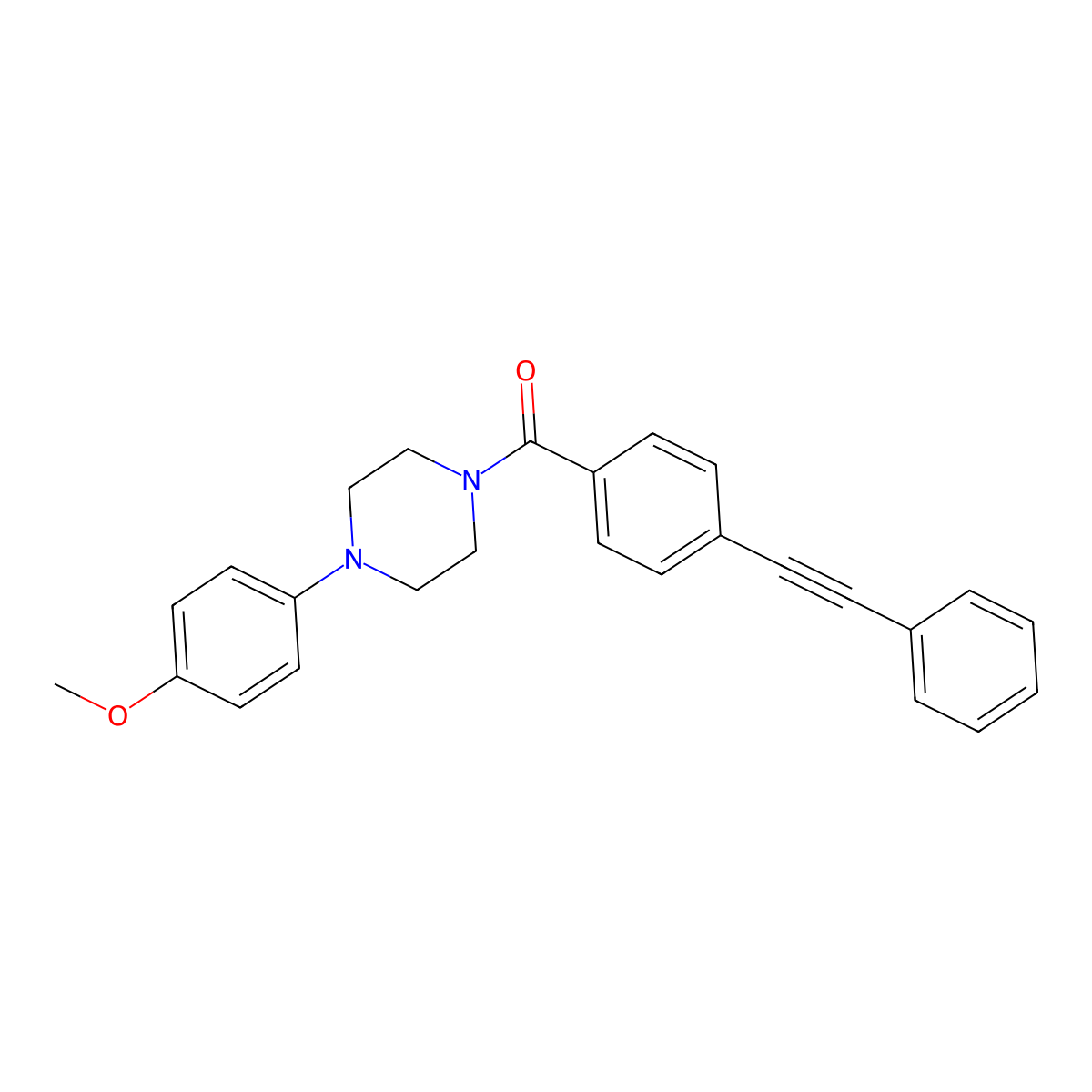 [4-(4-Methoxyphenyl)piperazin-1-yl]-[4-(2-phenylethynyl)phenyl]methanone molecular structure, CAS 426215-68-1