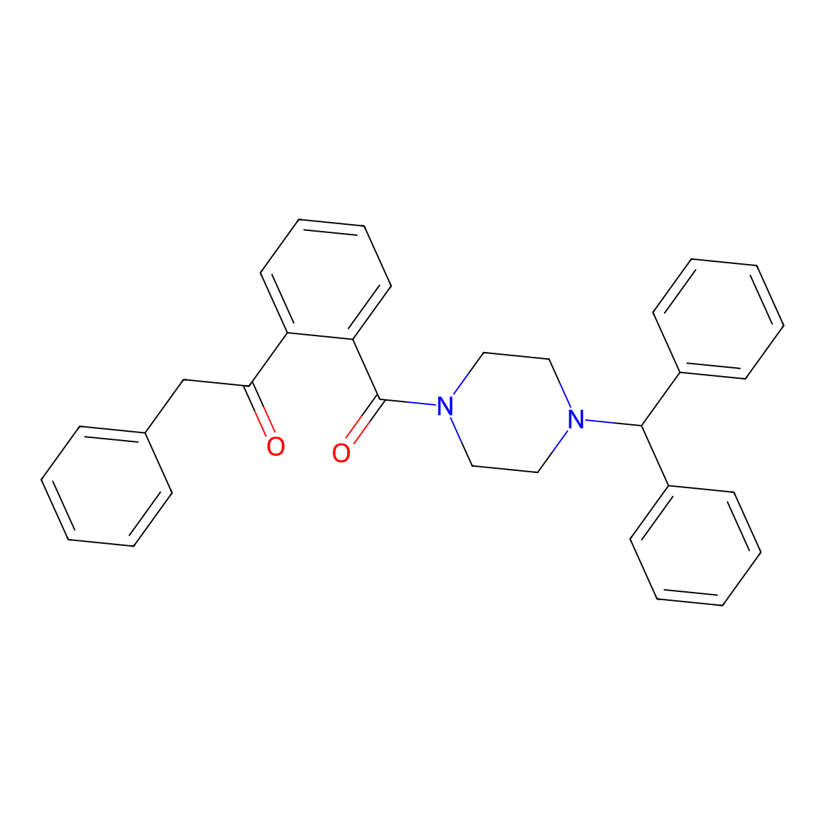 1-[2-(4-Benzhydrylpiperazine-1-carbonyl)phenyl]-2-phenylethanone molecular structure, CAS 426215-70-5