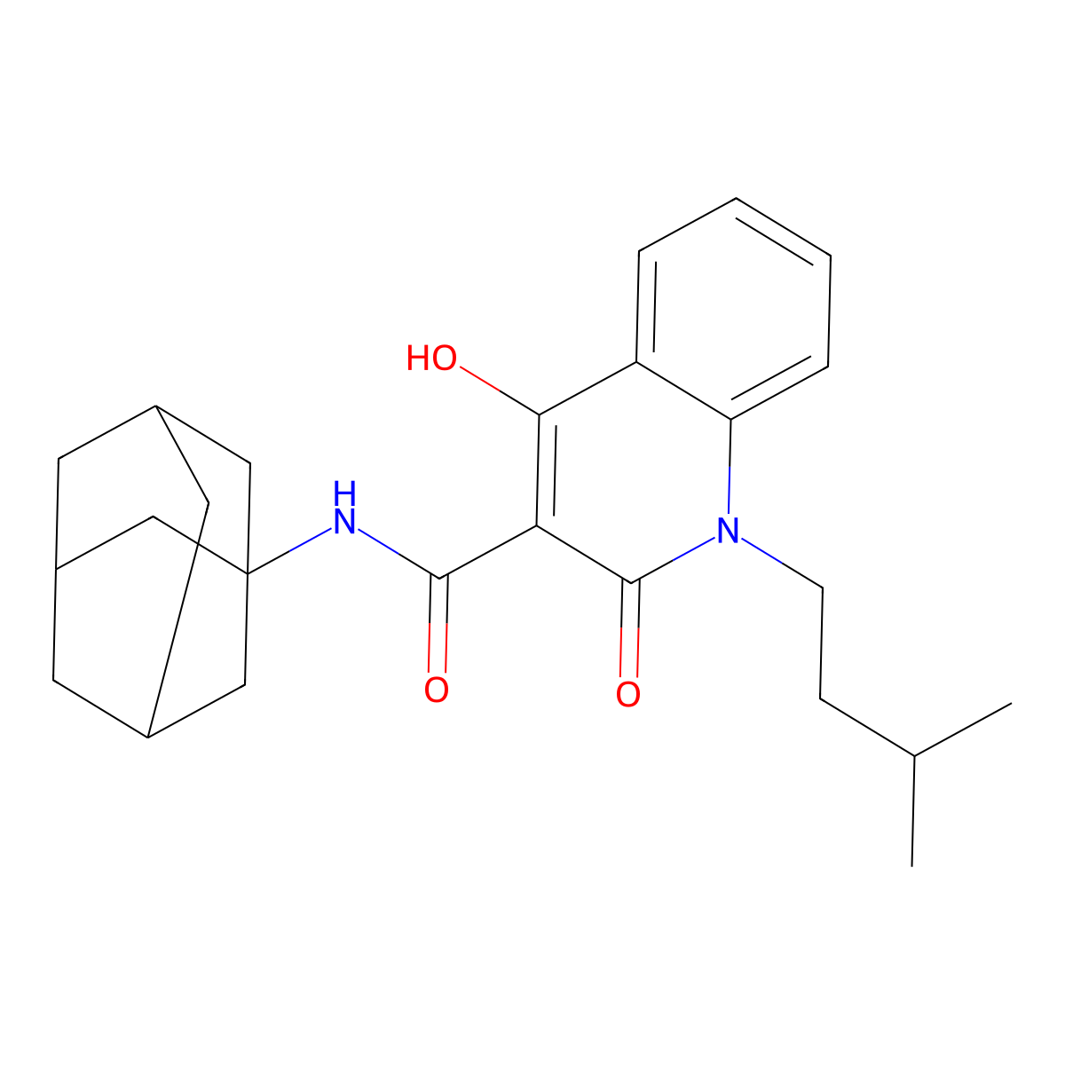 N-(1-adamantyl)-4-hydroxy-1-isopentyl-2-oxo-quinoline-3-carboxamide molecular structure, CAS 426216-02-6