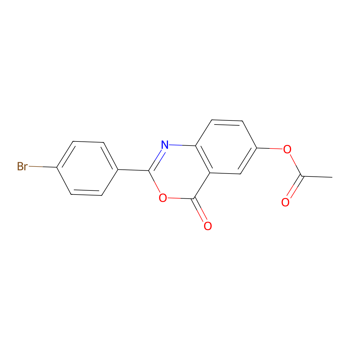 2-(4-bromophenyl)-4-oxo-4H-3,1-benzoxazin-6-yl acetate molecular structure, CAS 426216-46-8