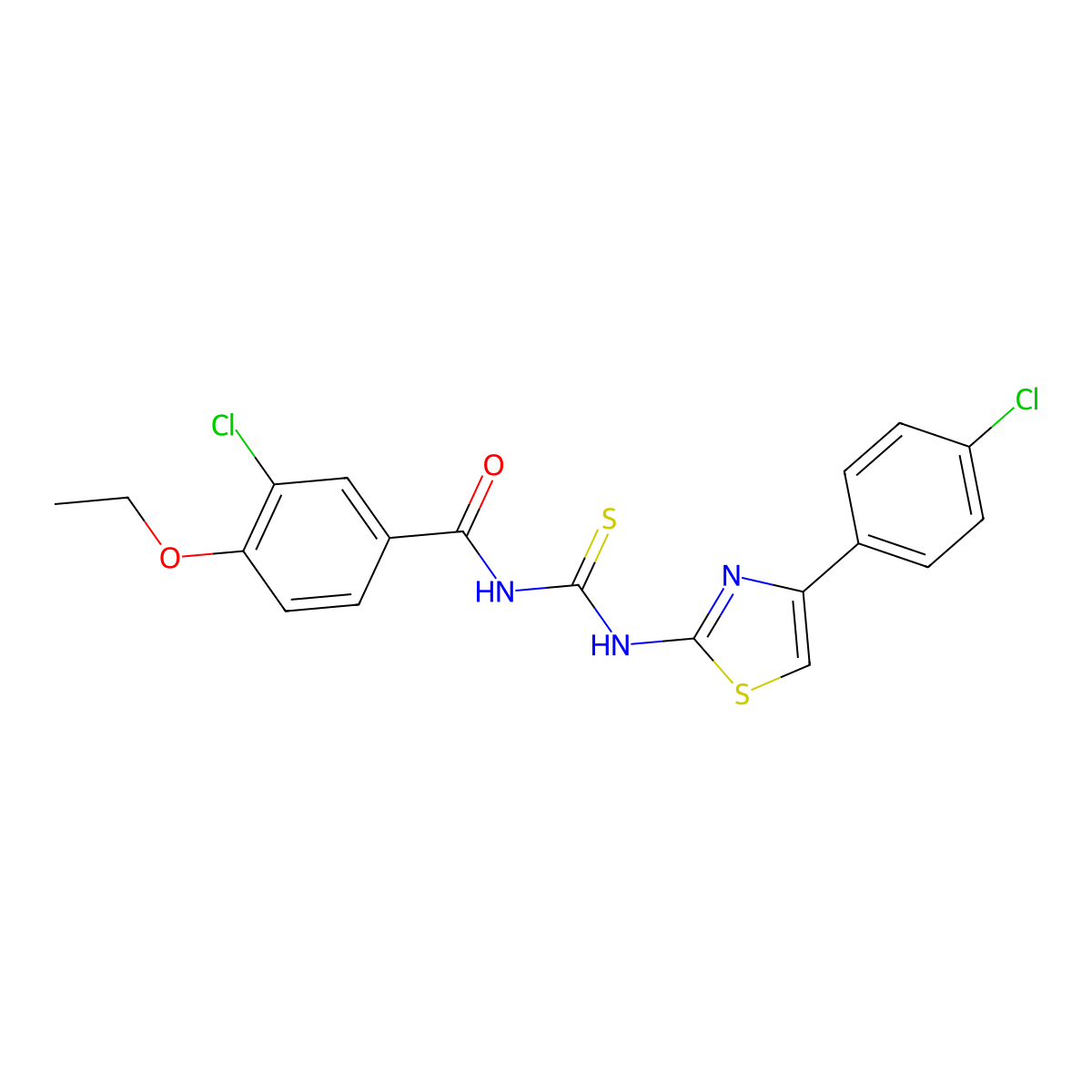 3-chloro-N-[[4-(4-chlorophenyl)-1,3-thiazol-2-yl]carbamothioyl]-4-ethoxybenzamide molecular structure, CAS 426216-53-7