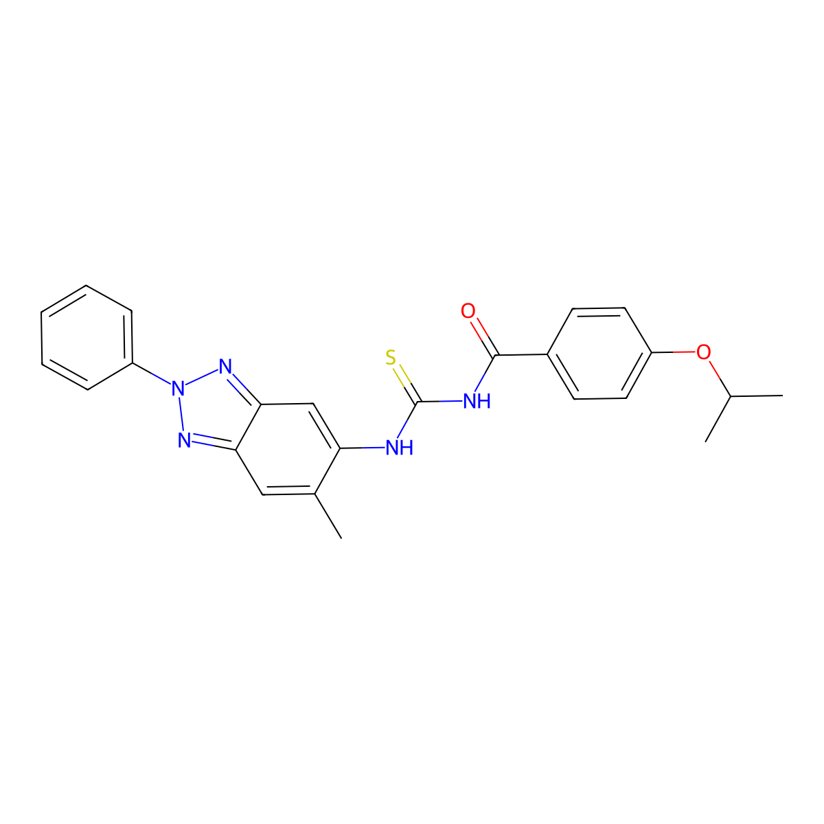 N-[(6-methyl-2-phenylbenzotriazol-5-yl)carbamothioyl]-4-propan-2-yloxybenzamide molecular structure, CAS 426216-58-2