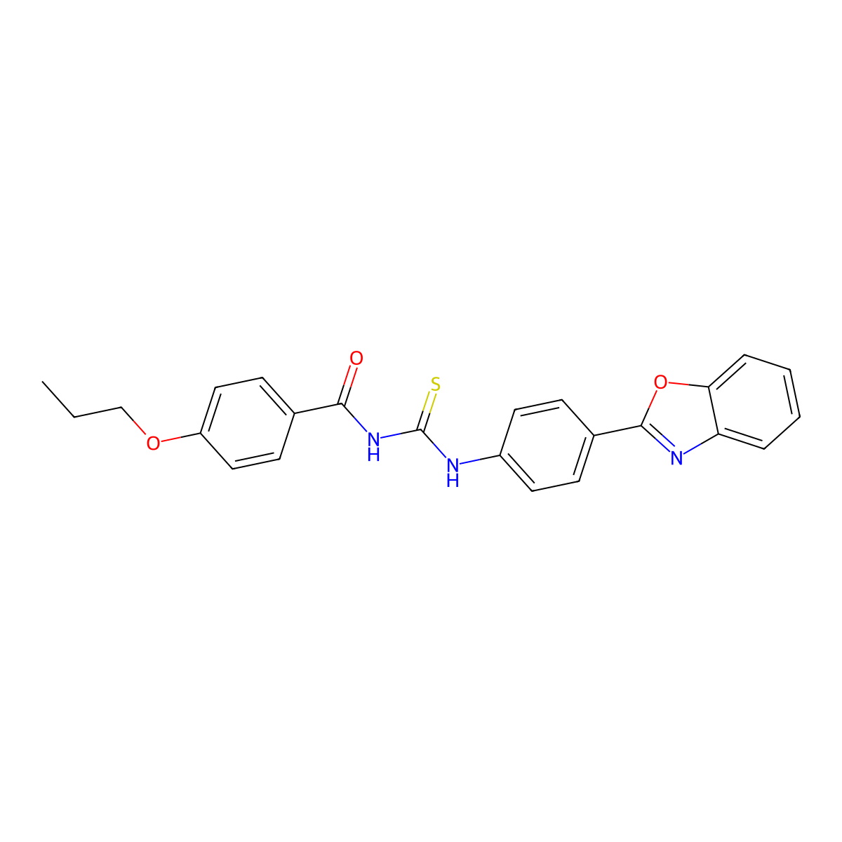 N-[[4-(1,3-benzoxazol-2-yl)phenyl]carbamothioyl]-4-propoxybenzamide molecular structure, CAS 426216-60-6