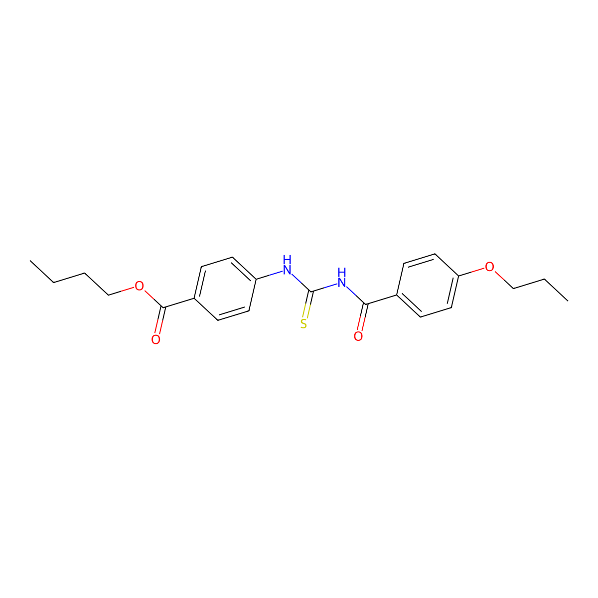 Butyl 4-({[(4-propoxyphenyl)carbonyl]carbamothioyl}amino)benzoate molecular structure, CAS 426216-77-5