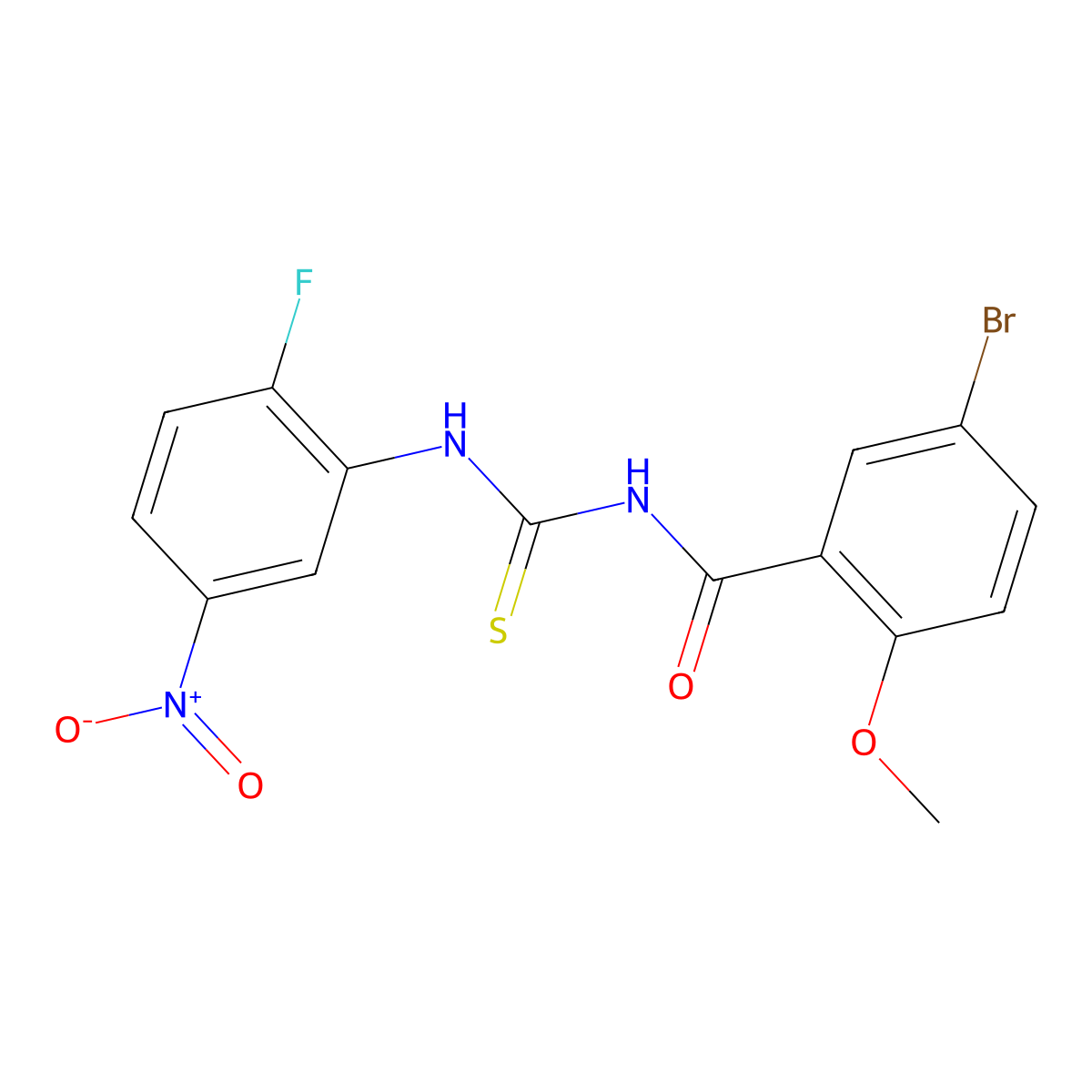 5-bromo-N-[(2-fluoro-5-nitrophenyl)carbamothioyl]-2-methoxybenzamide molecular structure, CAS 426216-89-9