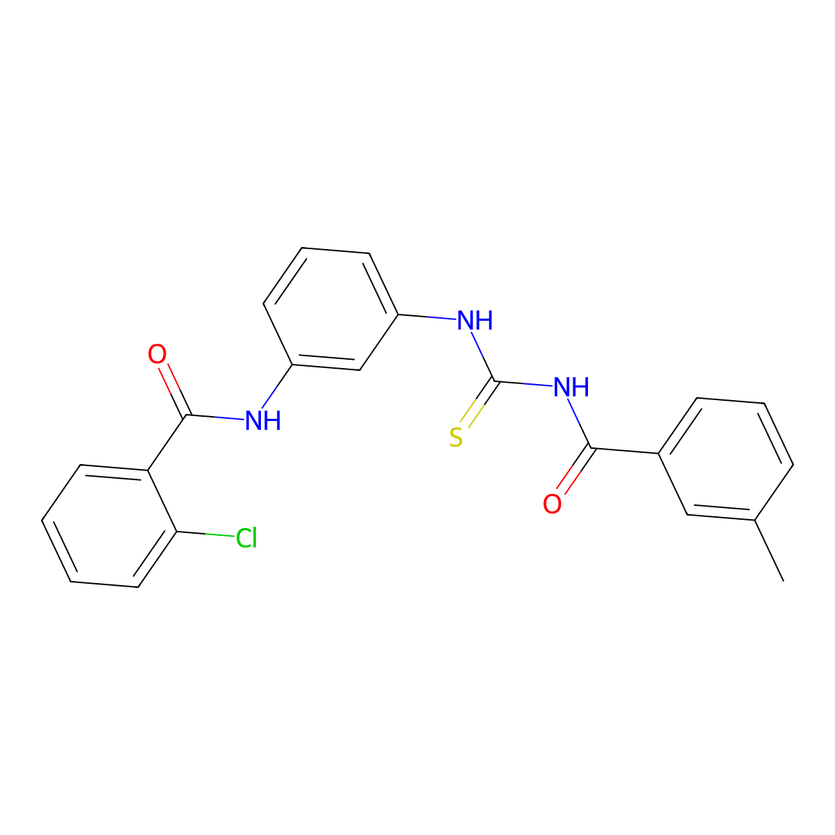 2-chloro-N-[3-[(3-methylbenzoyl)carbamothioylamino]phenyl]benzamide molecular structure, CAS 426216-90-2