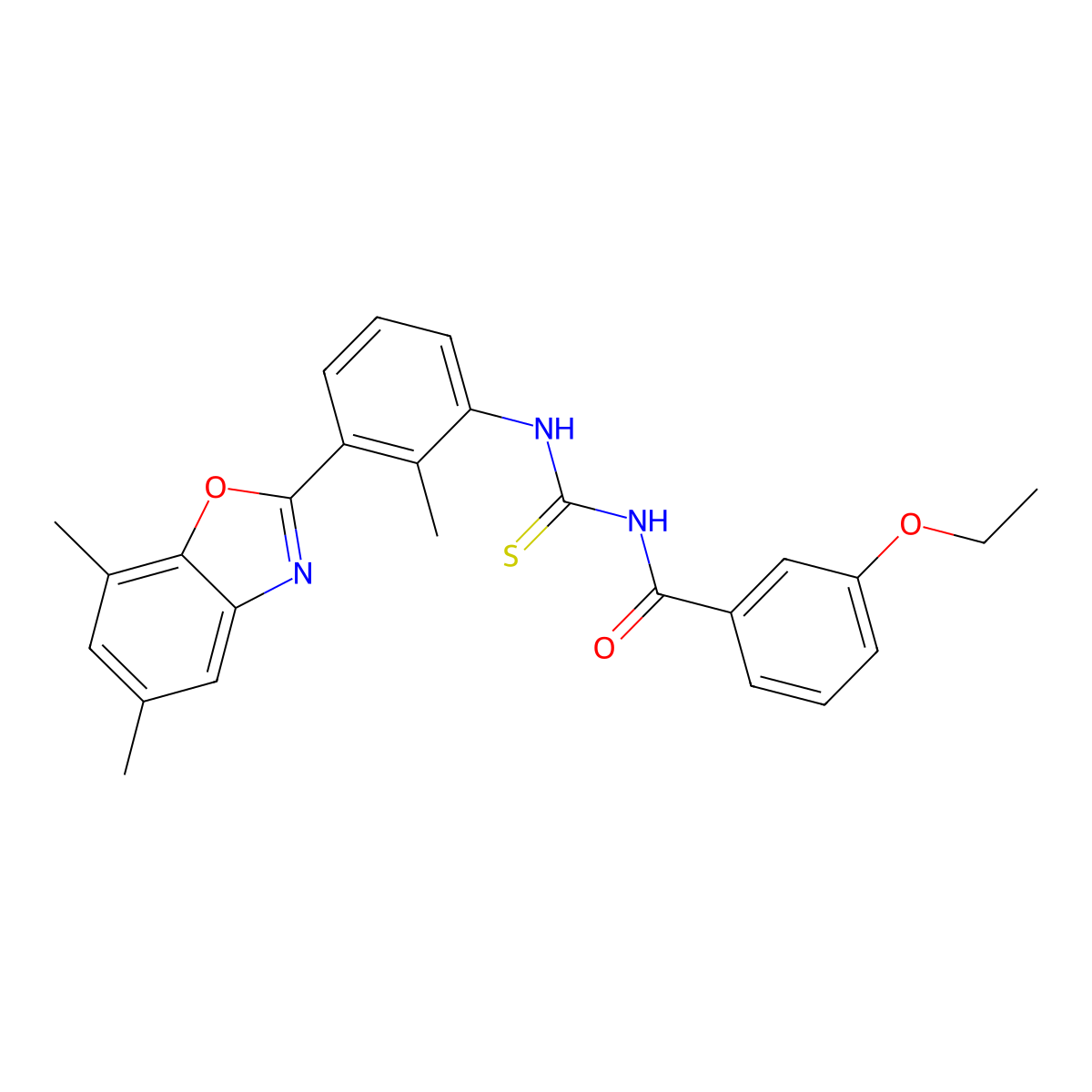 N-[[3-(5,7-dimethyl-1,3-benzoxazol-2-yl)-2-methylphenyl]carbamothioyl]-3-ethoxybenzamide molecular structure, CAS 426216-91-3