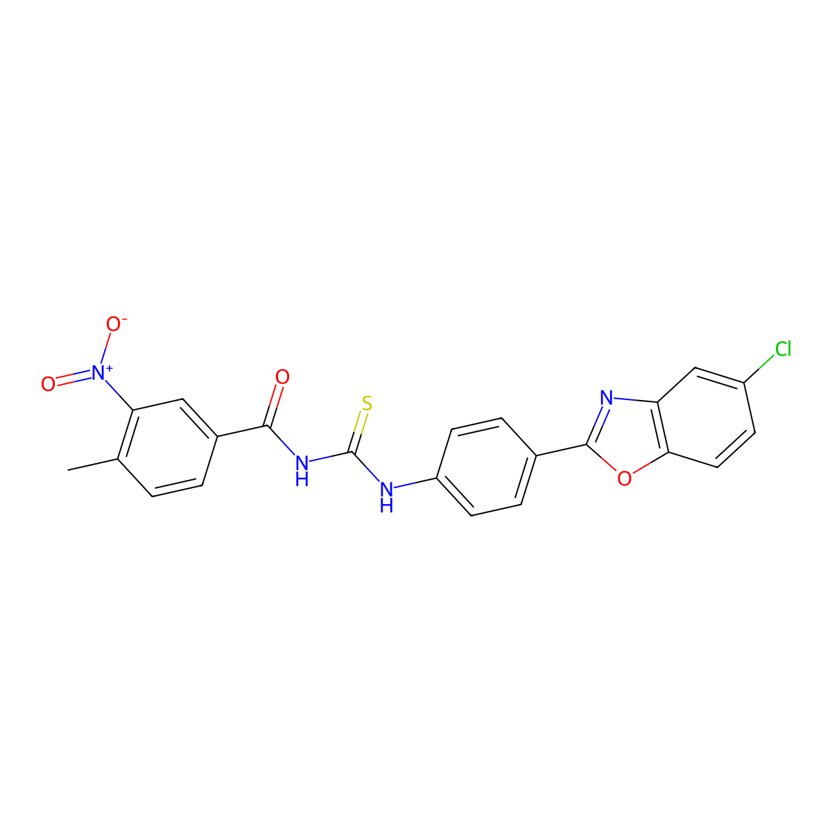 N-[[4-(5-chloro-1,3-benzoxazol-2-yl)phenyl]carbamothioyl]-4-methyl-3-nitrobenzamide molecular structure, CAS 426217-20-1