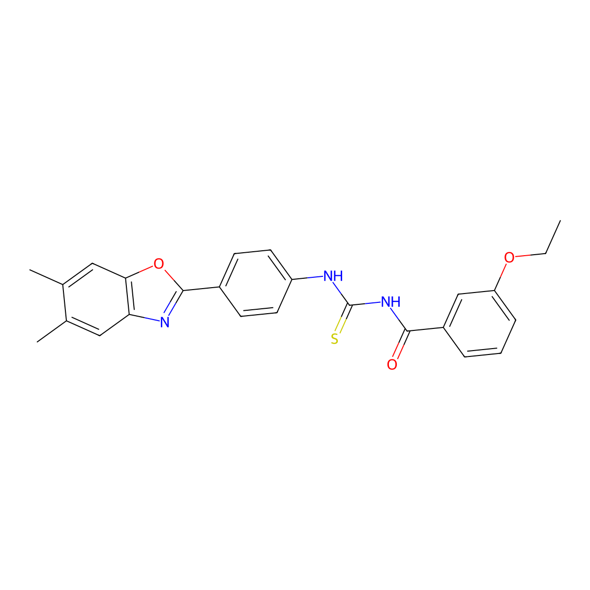 N-[[4-(5,6-dimethyl-1,3-benzoxazol-2-yl)phenyl]carbamothioyl]-3-ethoxybenzamide molecular structure, CAS 426217-21-2