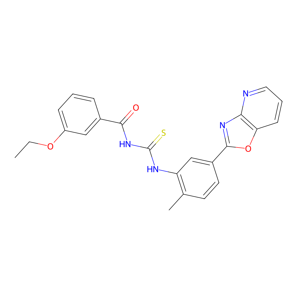 3-ethoxy-N-[[2-methyl-5-([1,3]oxazolo[4,5-b]pyridin-2-yl)phenyl]carbamothioyl]benzamide molecular structure, CAS 426217-29-0