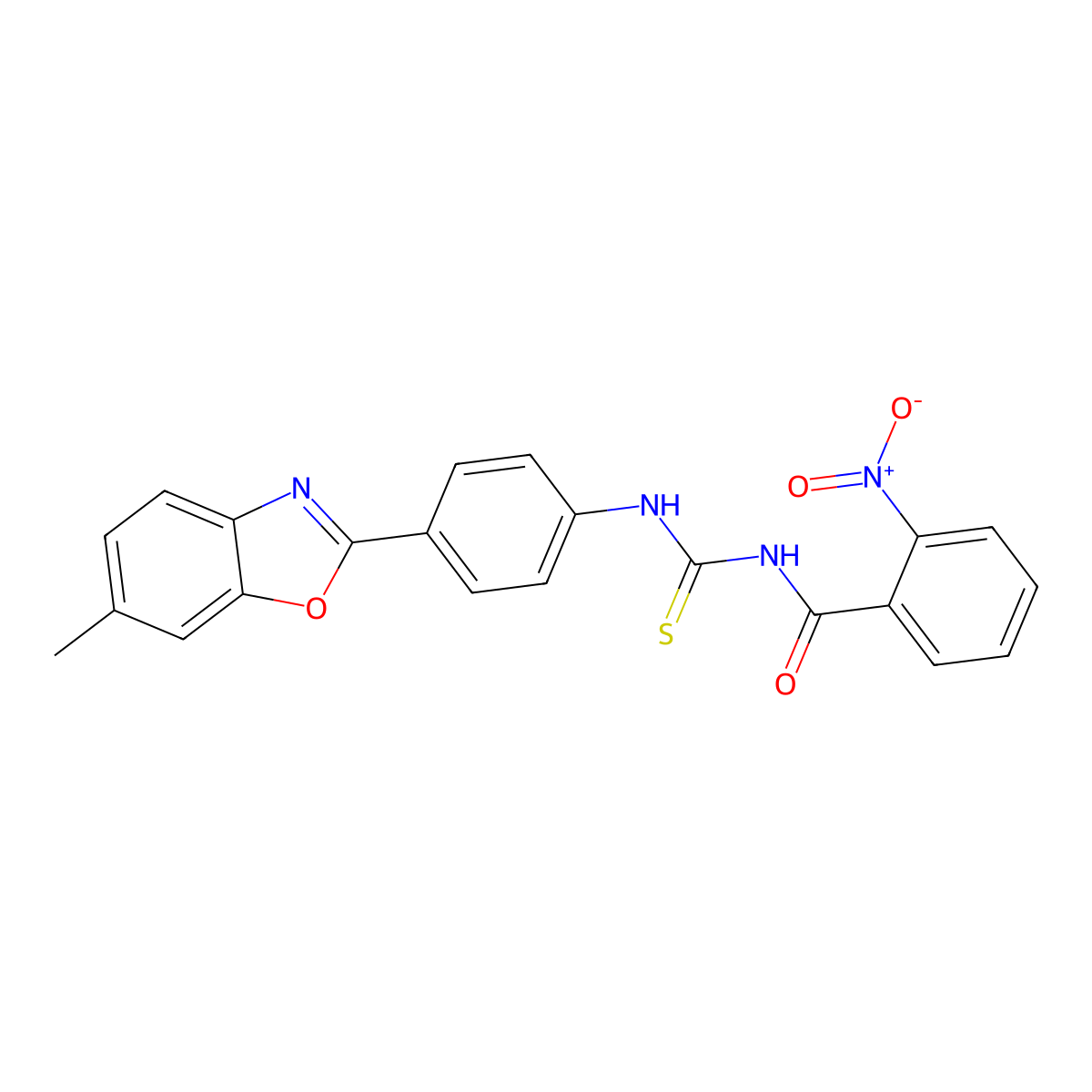 N-[[4-(6-methyl-1,3-benzoxazol-2-yl)phenyl]carbamothioyl]-2-nitrobenzamide molecular structure, CAS 426217-42-7
