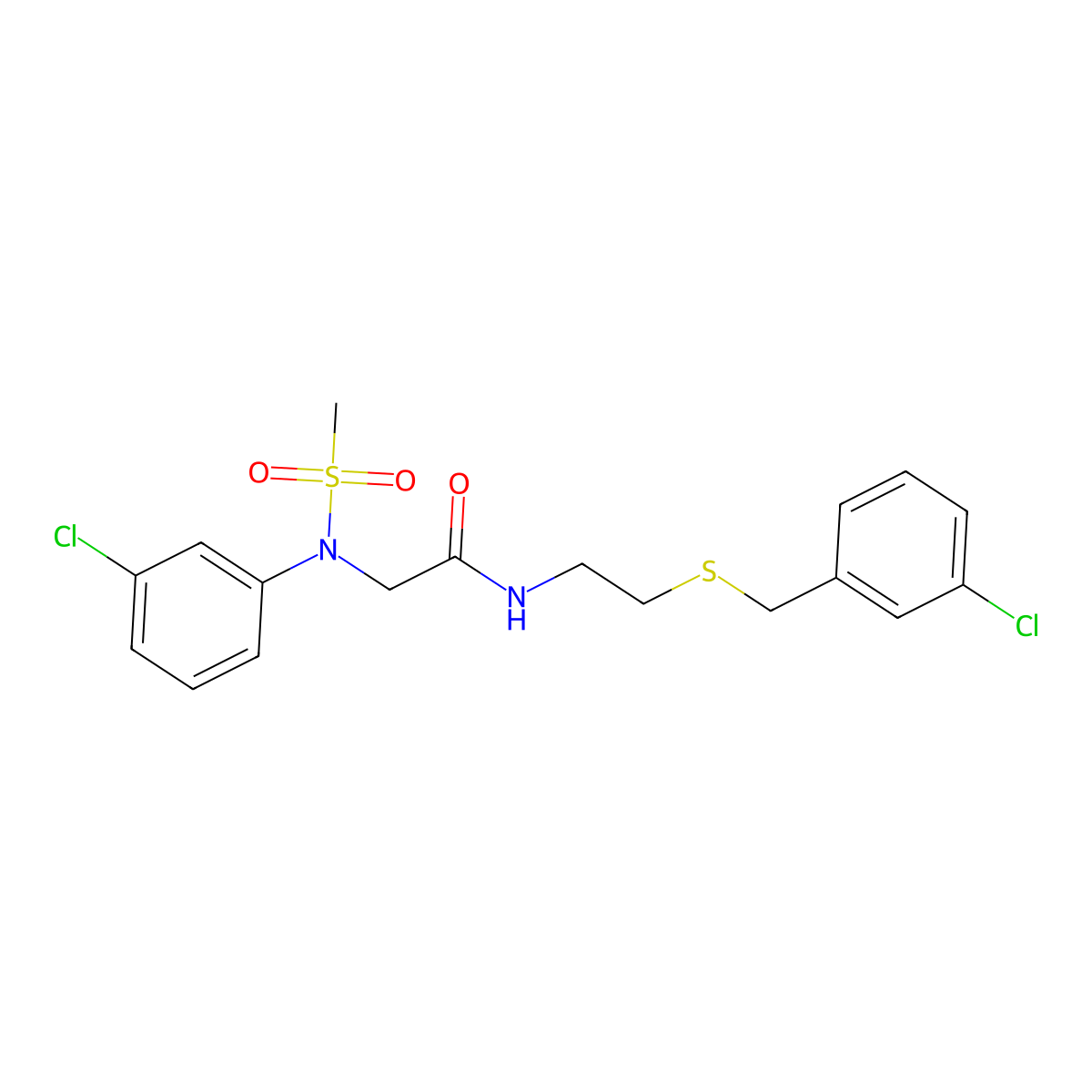 2-(3-chloro-N-methylsulfonylanilino)-N-[2-[(3-chlorophenyl)methylsulfanyl]ethyl]acetamide molecular structure, CAS 426217-43-8