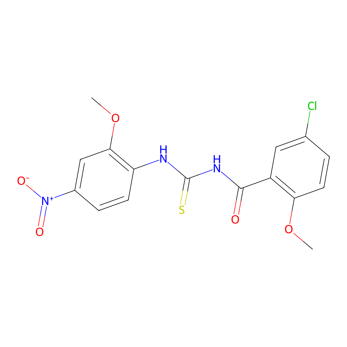 5-chloro-2-methoxy-N-[(2-methoxy-4-nitrophenyl)carbamothioyl]benzamide molecular structure, CAS 426217-54-1