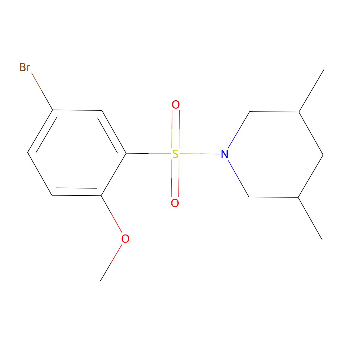 1-(5-Bromo-2-methoxybenzenesulfonyl)-3,5-dimethylpiperidine molecular structure, CAS 426217-65-4