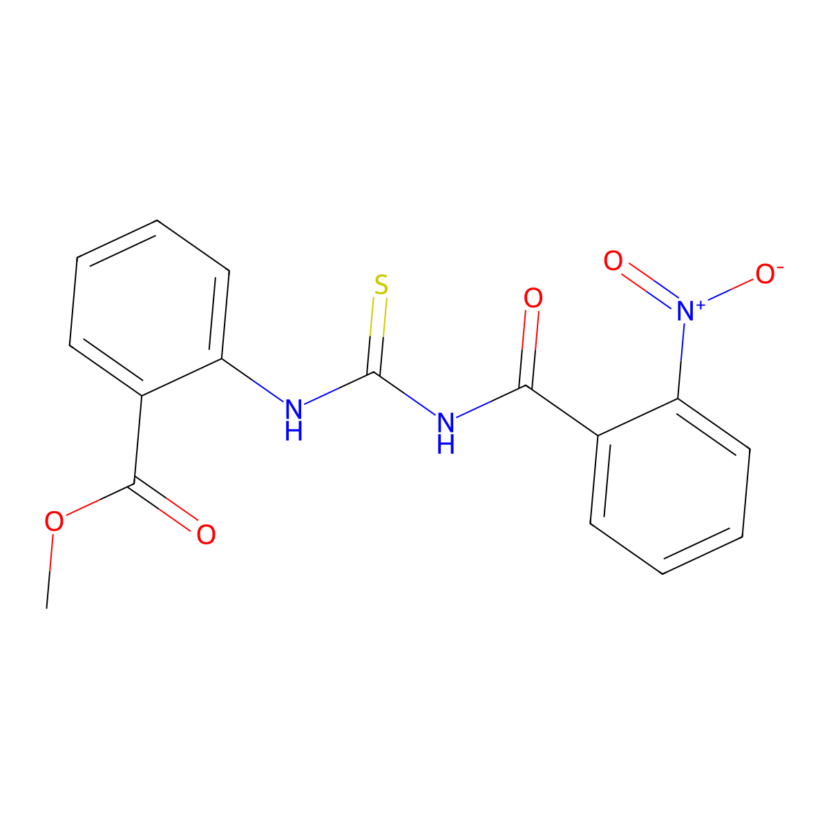 Methyl 2-({[(2-nitrophenyl)carbonyl]carbamothioyl}amino)benzoate molecular structure, CAS 426217-71-2