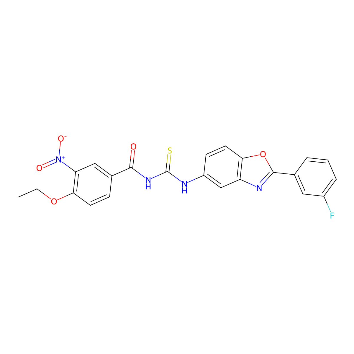4-ethoxy-N-[[2-(3-fluorophenyl)-1,3-benzoxazol-5-yl]carbamothioyl]-3-nitrobenzamide molecular structure, CAS 426217-76-7