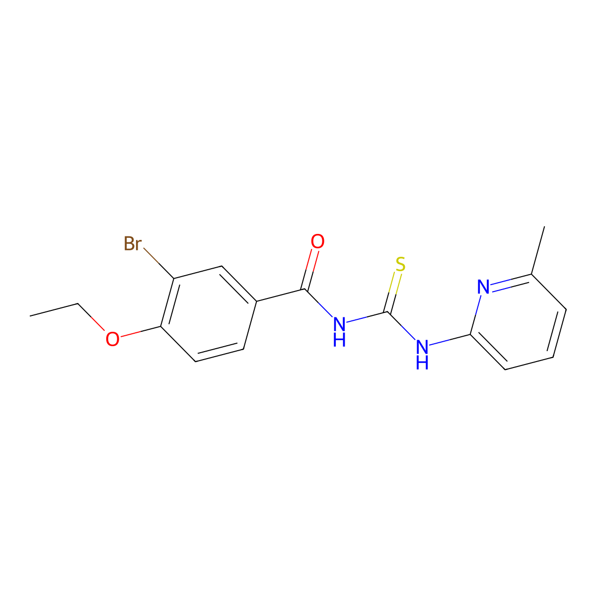 3-bromo-4-ethoxy-N-[(6-methylpyridin-2-yl)carbamothioyl]benzamide molecular structure, CAS 426217-79-0