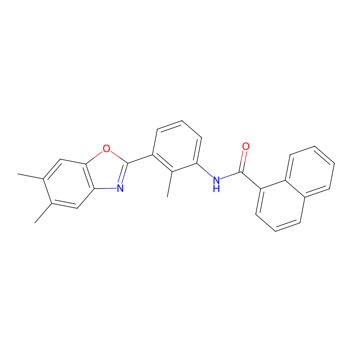 N-[3-(5,6-dimethyl-1,3-benzoxazol-2-yl)-2-methylphenyl]naphthalene-1-carboxamide molecular structure, CAS 426220-02-2
