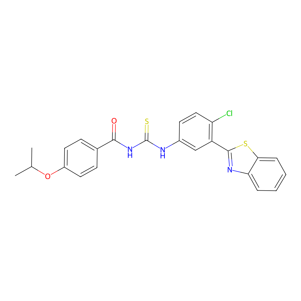 N-[[3-(1,3-benzothiazol-2-yl)-4-chlorophenyl]carbamothioyl]-4-propan-2-yloxybenzamide molecular structure, CAS 426220-31-7