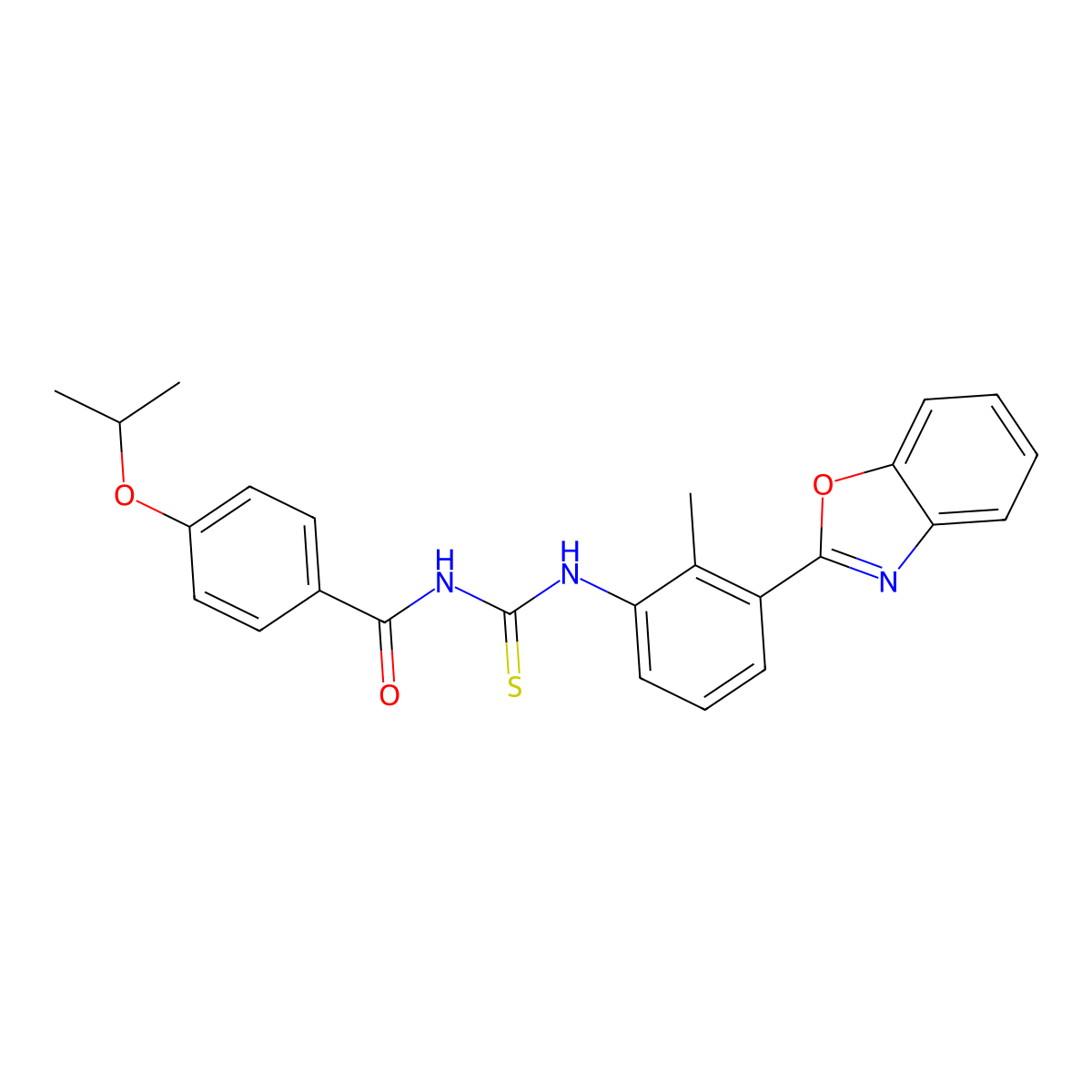 N-[[3-(1,3-benzoxazol-2-yl)-2-methylphenyl]carbamothioyl]-4-propan-2-yloxybenzamide molecular structure, CAS 426220-76-0