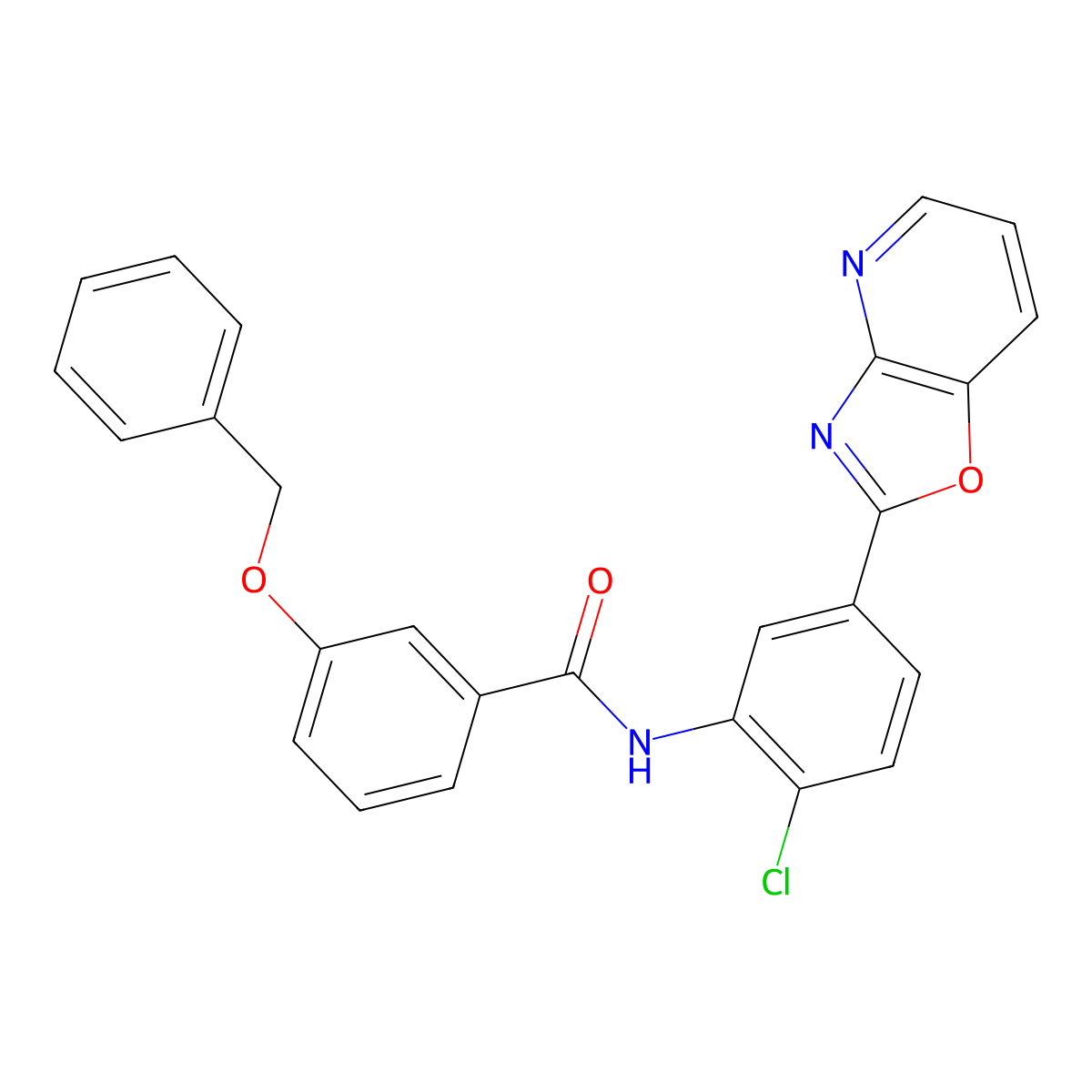 N-[2-chloro-5-([1,3]oxazolo[4,5-b]pyridin-2-yl)phenyl]-3-phenylmethoxybenzamide molecular structure, CAS 426220-83-9