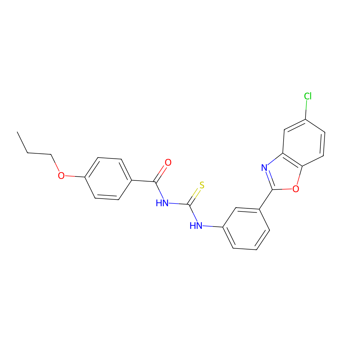 N-[[3-(5-chloro-1,3-benzoxazol-2-yl)phenyl]carbamothioyl]-4-propoxybenzamide molecular structure, CAS 426220-93-1