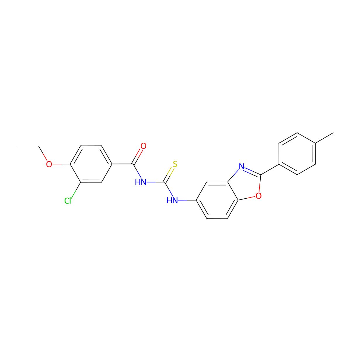 3-chloro-4-ethoxy-N-[[2-(4-methylphenyl)-1,3-benzoxazol-5-yl]carbamothioyl]benzamide molecular structure, CAS 426221-00-3