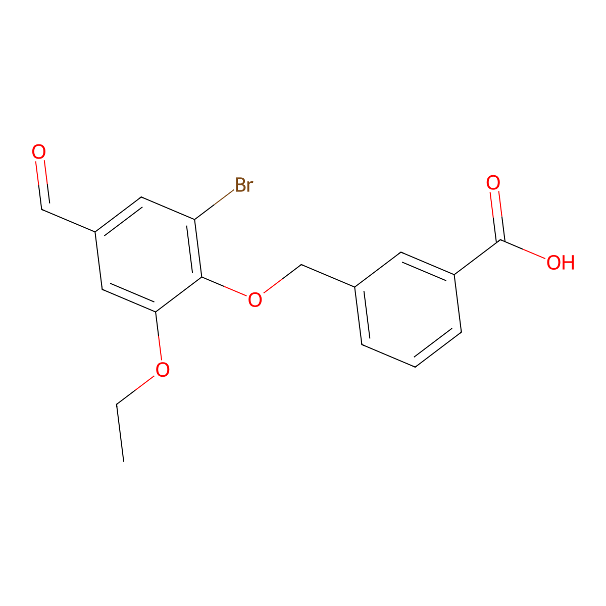 3-((2-Bromo-6-ethoxy-4-formylphenoxy)methyl)benzoic acid molecular structure, CAS 426221-11-6