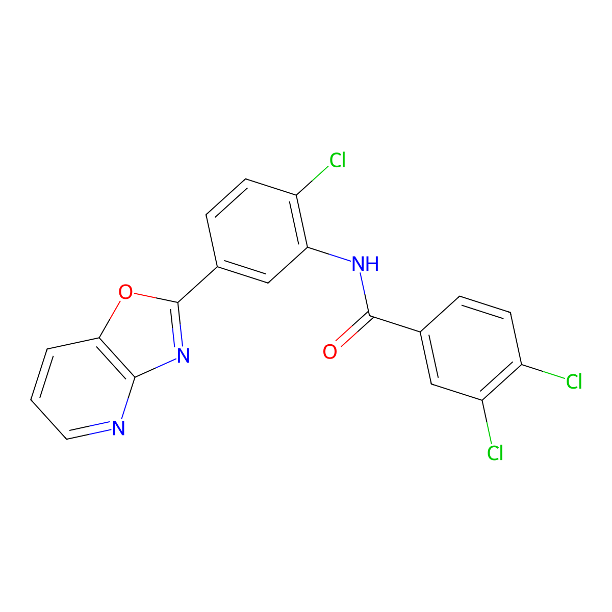 3,4-dichloro-N-[2-chloro-5-([1,3]oxazolo[4,5-b]pyridin-2-yl)phenyl]benzamide molecular structure, CAS 426221-14-9