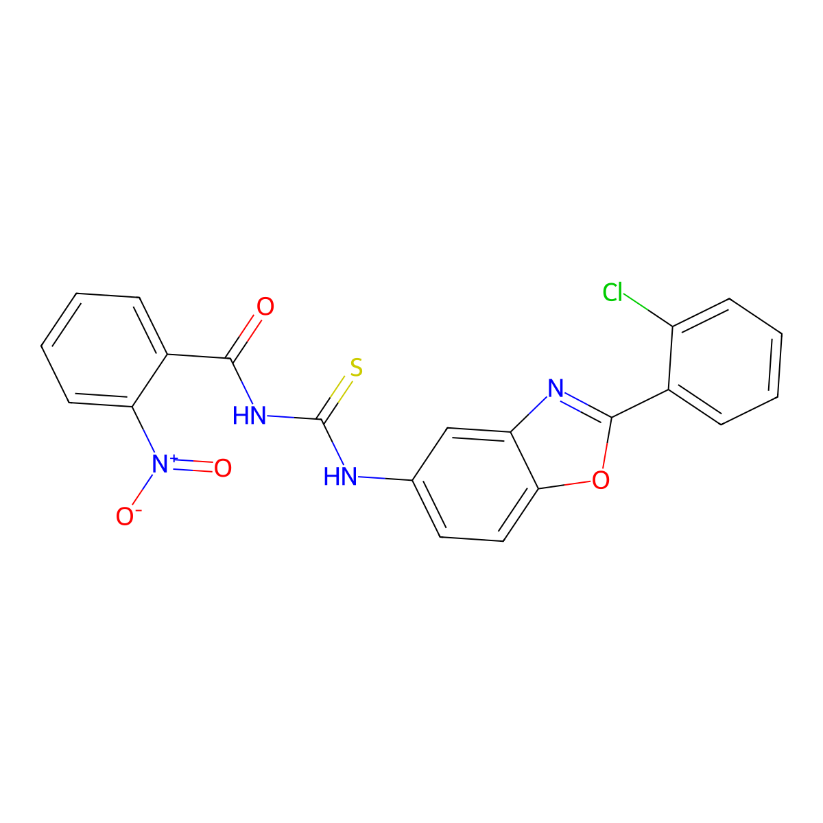N-[[2-(2-chlorophenyl)-1,3-benzoxazol-5-yl]carbamothioyl]-2-nitrobenzamide molecular structure, CAS 426221-24-1