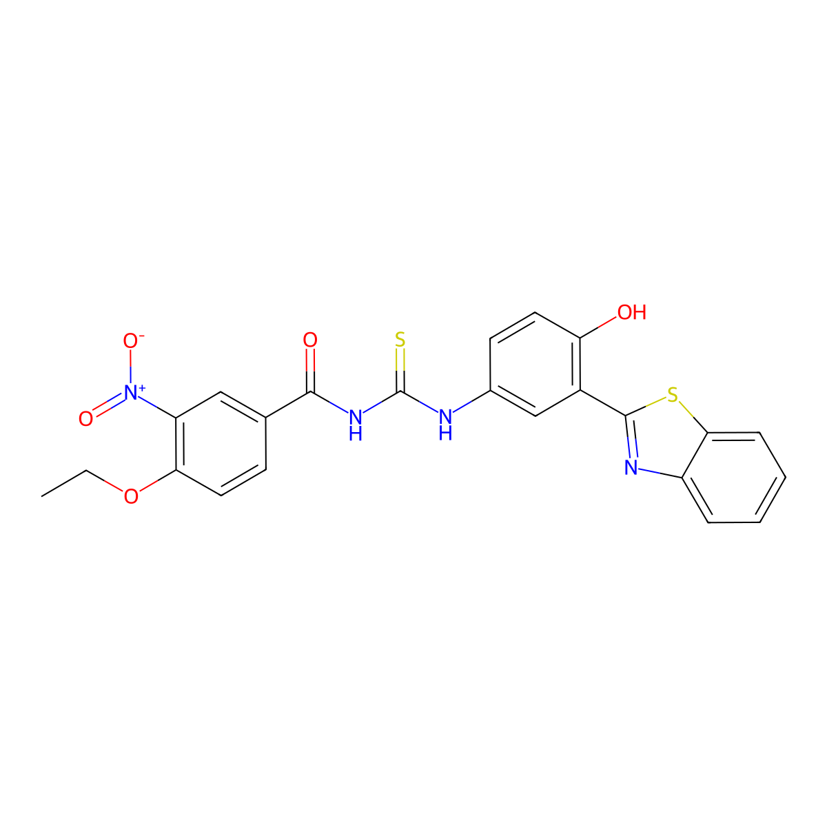 N-((3-(benzo[d]thiazol-2-yl)-4-hydroxyphenyl)carbamothioyl)-4-ethoxy-3-nitrobenzamide molecular structure, CAS 426221-43-4