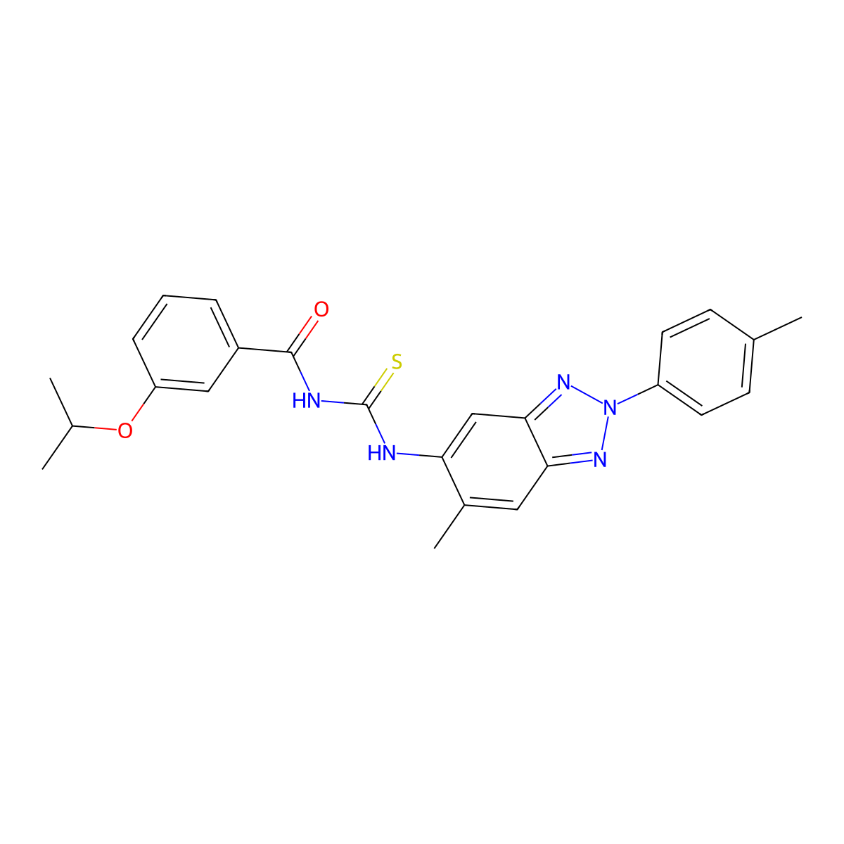 N-[[6-methyl-2-(4-methylphenyl)benzotriazol-5-yl]carbamothioyl]-3-propan-2-yloxybenzamide molecular structure, CAS 426221-57-0