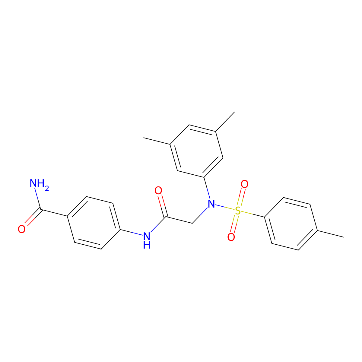 4-[[2-(3,5-dimethyl-N-(4-methylphenyl)sulfonylanilino)acetyl]amino]benzamide molecular structure, CAS 426221-60-5